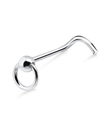 Ball Ring Shaped Silver Curved Nose Stud NSKB-45